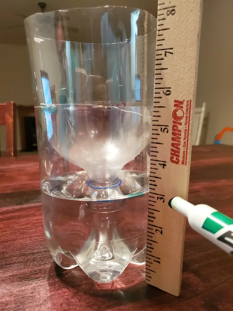 Showing fill line for water.