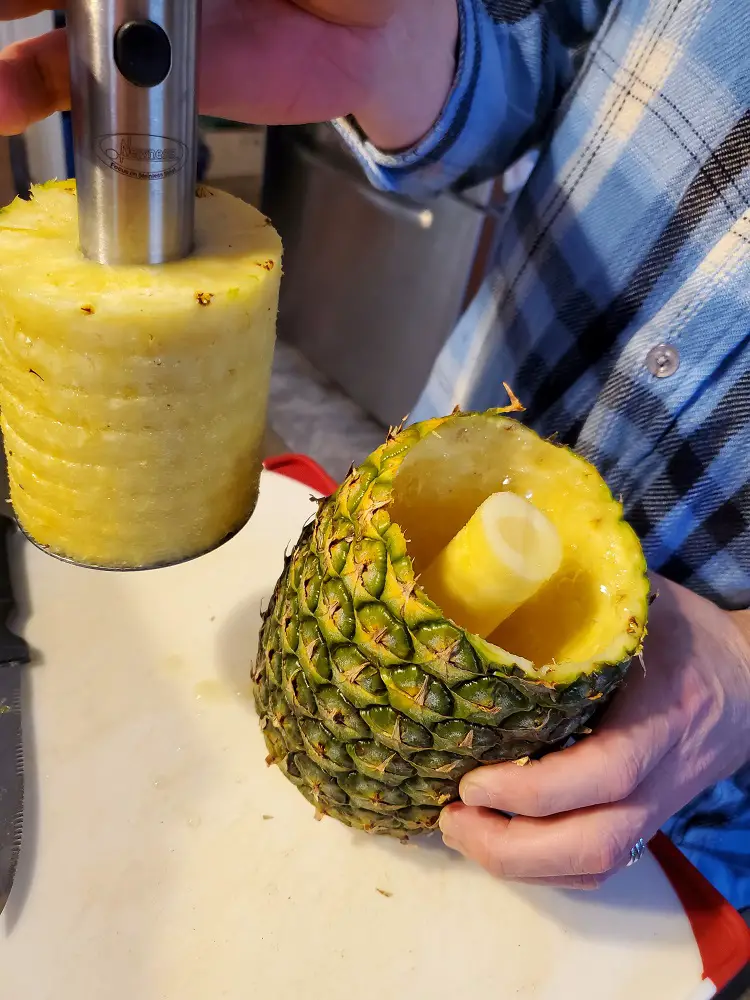 Pineapple removed with tool.