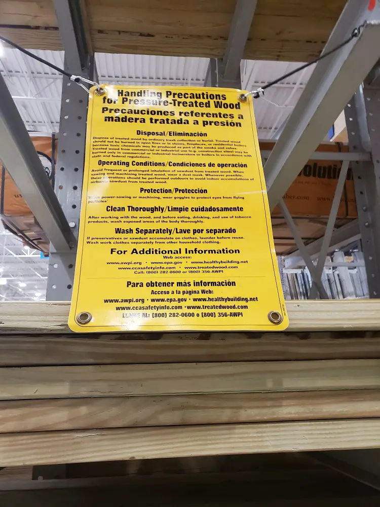 Pressure Treated Lumber warning tag.